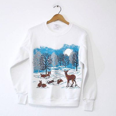 #ad Vintage Deer Stag Bunny Rabbit Sweatshirt Small $47.60