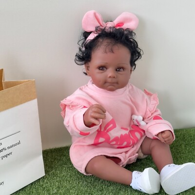 #ad 50CM Reborn Baby Black Skin Girl Doll Newborn Collectible Art Dolls for Kids AU $109.53