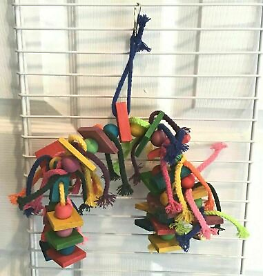 #ad Parrot Toy Hanging Colorful Wood Bird Chew Amazon African Gray Conure $28.48
