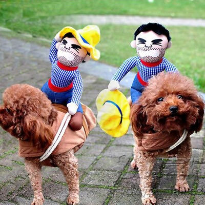 #ad Pet Dogs Costume Halloween Cowboy Cosplay Riding Dog Fancy Dress Up Outfits Suit $12.01