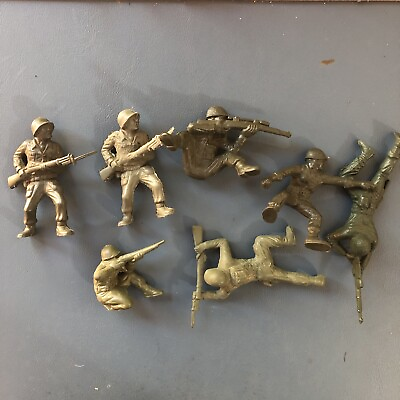 #ad 7 Orig. Old 1950#x27;s Marx 60mm ARMY SOLDIERS $24.10