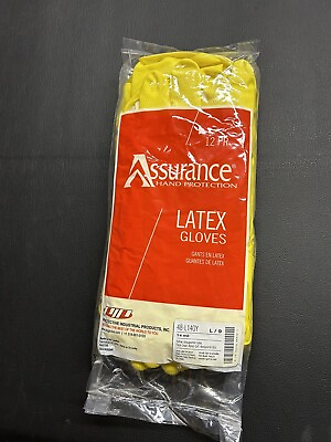 #ad 12 Pair 24 Gloves Yellow Latex Kitchen Dishwashing Household Cleaning LARGE $5.00