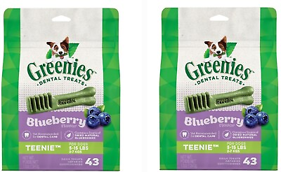GREENIES TEENIE Size Dog Dental Care Treats 86 Dried Blueberry Flavor Treats $30.20