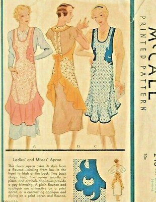 #ad Vintage McCall 1930#x27;s Reproduction Apron Sewing Pattern #248 Summer Project $14.99