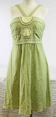 #ad BCBGirls Max Med Green Summer Party Dress Casual Straps Shimmer Empire Waist $35.00
