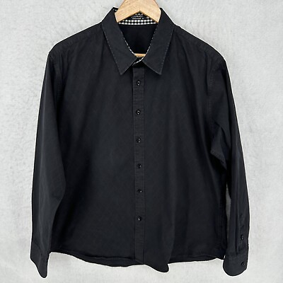 #ad Coofandy Button Shirt Mens XL Long Sleeve Casual Argyle Diamond Party Black $14.99