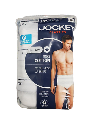 #ad Men#x27;s Underwear Jockey Briefs Classic Men#x27;s Size 40 Brief 100% Cotten 3 Pack New $35.00