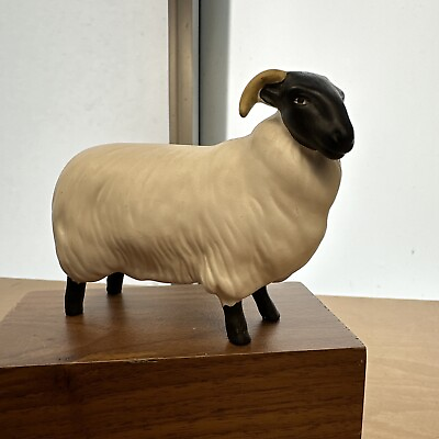 #ad Vintage John Beswick 4.25quot; Black Faced Sheep Ram Matte Finish Model no. 1765 VG $35.00
