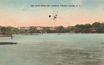 #ad c1930 Cove From Bay Harbor Hand Colored Fishers Island NY P487 $10.39