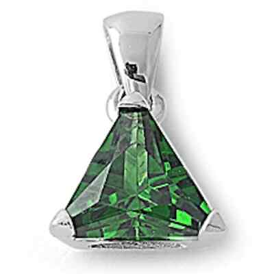 #ad 2 ct. Emerald Genuine Trillion Solitaire Pendant in Sterling Silver $47.00