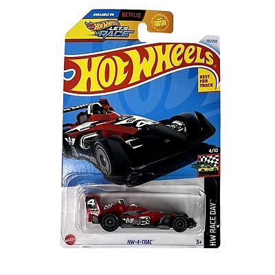 #ad Hot Wheels HW 4 Trac Race Day Toy Vehicle Collection Car Lets Race Red $4.84