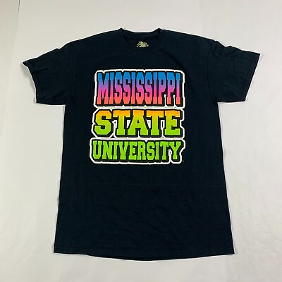 #ad Mississippi State University Shirt Mens Medium Black Bully Bulldog Colorful Tee $10.41