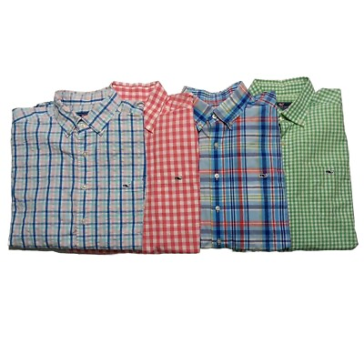 #ad Vineyard Vines Shirts Mens Large Button Down Gingham Plaid Multicolor Lot of 4 $79.20