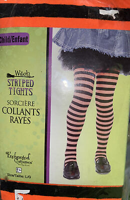 #ad Kids Orange And Black Striped Stockings Up To 65 Lbs Witch Tights $3.50