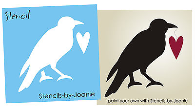 #ad Joanie Primitive Stencil Crow Bird Country Heart Shape Home Easy DIY Craft Signs $9.95