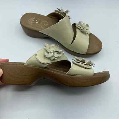 #ad Dansko Cream Leather Flower Platform Sandals 36 $37.00