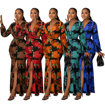 #ad Women#x27;s Fashion Print Loose Temperament Dress Print Casual Floral New $29.53