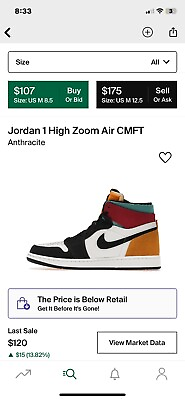 #ad Size 7.5 Jordan 1 High Zoom Comfort Multicolor $70.00