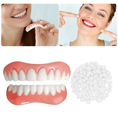 #ad 2Pcs Teeth Veneer Cosmetic Teeth Natural Shade Fix Confident Snap On Silicone $8.70