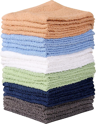 #ad Towel and Linen Mart 100% Cotton Wash Cloth Set Pack of 24 $16.11