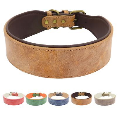 #ad Wide Leather Dog Collar Heavy Duty for Large Dogs Rottweiler Doberman Pitbull $16.49