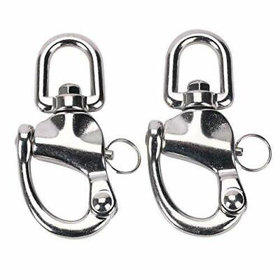 #ad 2 PCS 2 3 4quot; Swivel Eye Snap Shackle Quick Release Bail Rigging Sailing Sailboat $22.99
