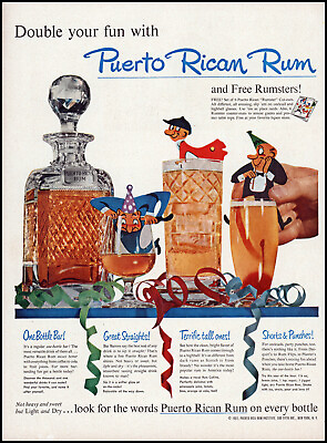 #ad 1951 Puerto Rican Rum Rumsters one bottle bar mini men vintage art print ad LA22 $14.95