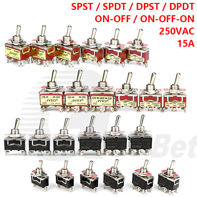 #ad Toggle Switch SPST SPDT DPST DPDT 250V AC 15A Flick Switch ON OFF Car Dash Boat $2.59