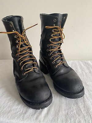 #ad RED WING Boots Mens 7 D Soft Toe Fire Logger # 699 Black Work Made USA $78.00