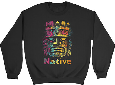 #ad Native Aztec American Sweatshirt Mens Womens Tiki Jungle Warrior Gift Jumper GBP 15.99
