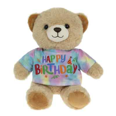 #ad Tie Dye T Shirt Stuffed Plush 13 inch Bear Happy Birthday $18.99