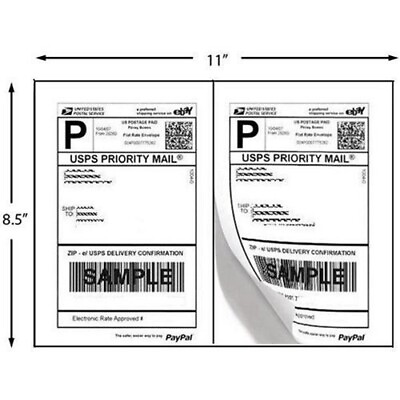 #ad 2000 Shipping Labels 8.5quot;x5.5quot; square edges Self Adhesive 2 Per Sheet Blank US $79.99