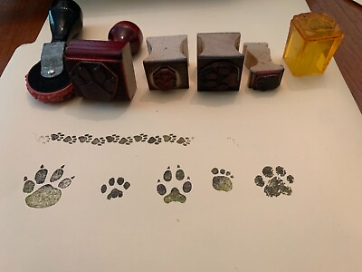 #ad Vintage dog and paw stamps set of 5 $9.00