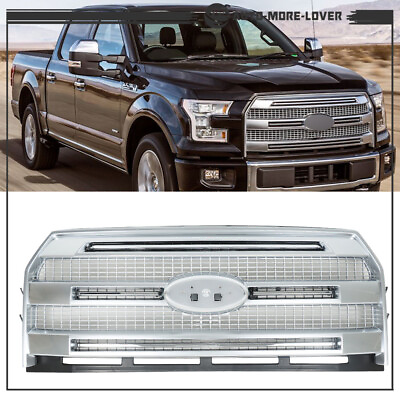 #ad Front Bumper Grille Fit For Ford F 150 2015 2017 Chrome W O Parking Sensors $300.19