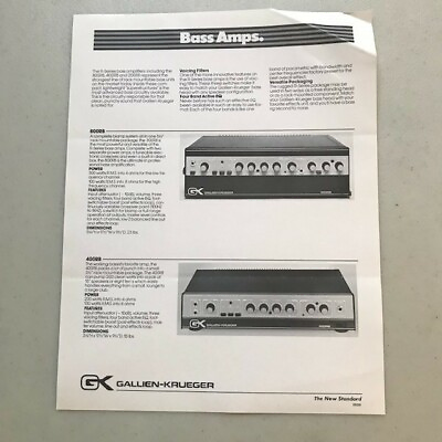 #ad Two GK Bass Amp Spec Sheets and a Price List. 1984. GC   $2.50