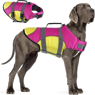 #ad Pet Life Jacket Vest Adjustable Floatation Preserver Dogs Puppy Swimsuit Handle $19.99