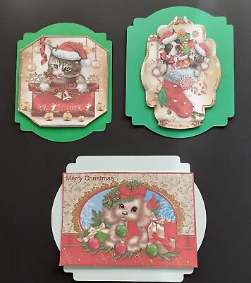 Christmas Dogs Cats Pets Dimensional Card front Scrapbook Embellishment cf72 $0.99