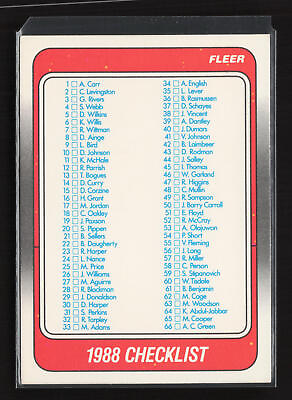 #ad 1988 89 Fleer #132 Checklist 1 132 Near Mint or Better $2.29