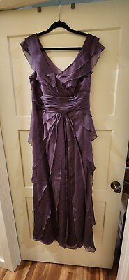 #ad Eggplant Mother of Bride Groom Dress Party Prom Evening Cocktail size 12 $55.95