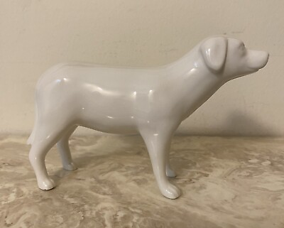 #ad Vintage White Porcelain Dog Statue Labrador Retriever Figurine 4” Tall $14.99