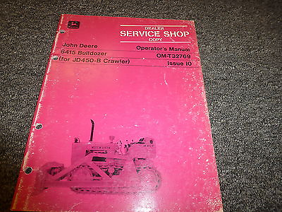 #ad John Deere 6415 Bulldozer Dozer for 450B Crawler Owner Operator Manual OMT32769 $104.30