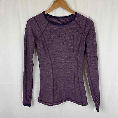 #ad Lululemon Run Turn Around Purple Reversible Long Sleeve Shirt Measures Size M $21.00