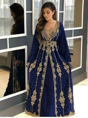 #ad Royal Dubai Moroccan Kaftan Islamic Abaya Maxi Jalabiya Jilbab For Women Dresses $77.47