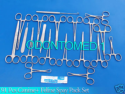 #ad 91 PCS CANINEFELINE SPAY PACK VETERINARY SURGICAL INSTRUMENTS DS 1079 $39.65
