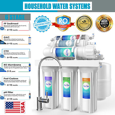 #ad Simpure 6 Stage Reverse Osmosis Water Filter System with Alkaline Filter 75 GPD $139.99
