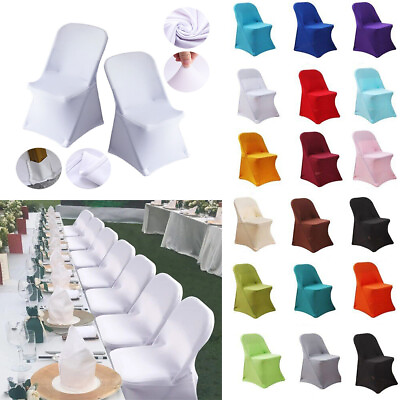 #ad Spandex Folding Chair Covers Universal Wedding Party Banquet Fitted Slipcover $11.99