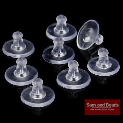 #ad Rubber Back Ear Plugging Silicone Round Ears Blocked DIY Earring Stoppers 100PC $9.17