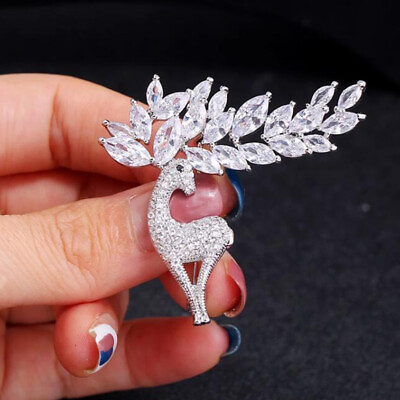 #ad Fashion Crystal Rhinestone Deer Brooch Pin Women Clothing Jewelry Party Accessry $1.66