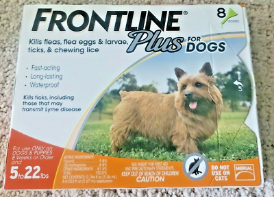 #ad FRONTLINE Plus 100% Genuine Epa. Approved For Dogs 5 to 22 Lbs. 8 Doses $47.99