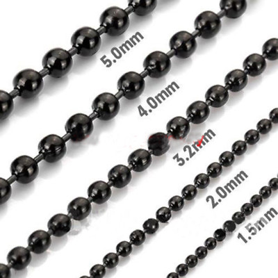 #ad 7quot; 40quot; 1.5 12mm Black Stainless Steel Bead Ball Chain Necklace Men Women Jewelry $4.29